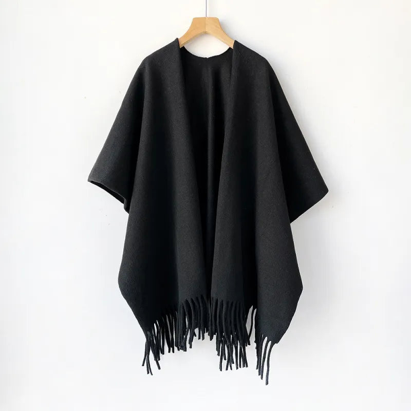 Premium Oatmeal Cashmere-Touch Shawl with Integrated Scarf