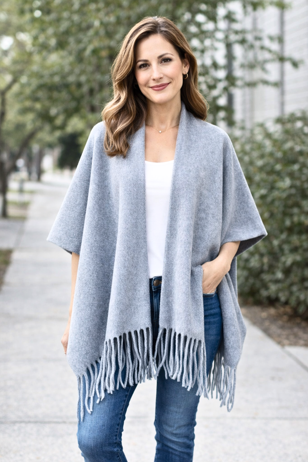 Premium Oatmeal Cashmere-Touch Shawl with Integrated Scarf